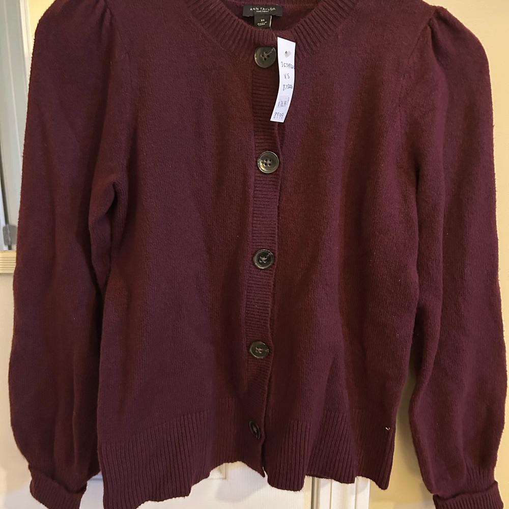 Ann Taylor Rich Burgundy Cardigan